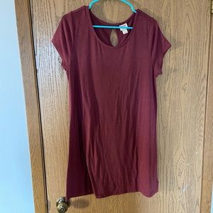 Mossimo supply co size L maroon t-shirt dress with keyhole back